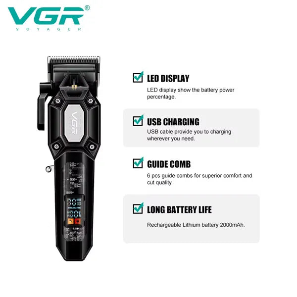Tondeuse Professionnelle VGR 600 – Précision, Puissance et Style