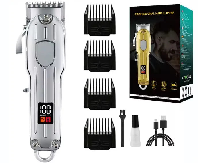 Tondeuse Pro 2 Couleurs – Rechargeable pour barbe & cheveux avec écran LED (Or & Argenté)