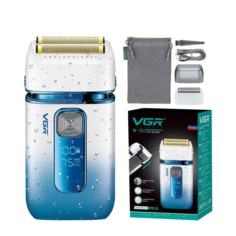 VGR 362 – Rasoir Électrique Professionnel – Coupe Ultra Nette | Barbe & Crâne | Recharge USB