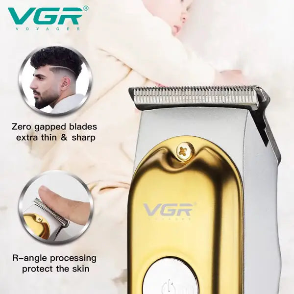 VGR 290 Trim Pro Gold – Tondeuse électrique rechargeable pour barbe, cheveux et contours