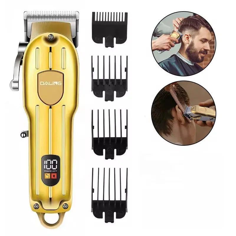 Tondeuse Pro 2 Couleurs – Rechargeable pour barbe & cheveux avec écran LED (Or & Argenté)