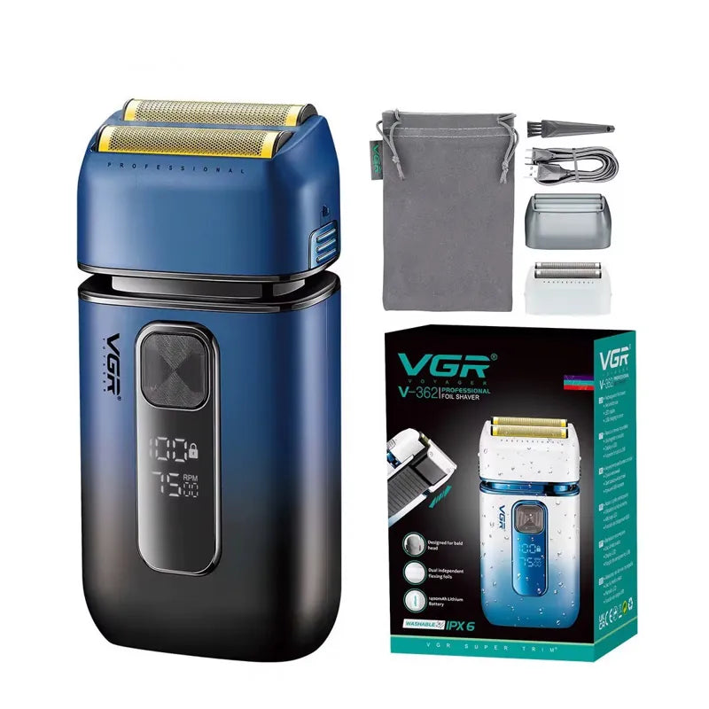 VGR 362 – Rasoir Électrique Professionnel – Coupe Ultra Nette | Barbe & Crâne | Recharge USB